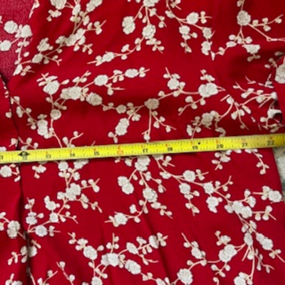 Red Floral Short Sleeve Women's Dress - Picture 7 of 10